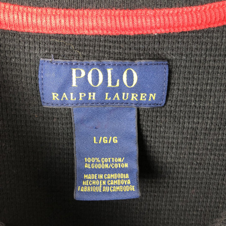 Ralph Lauren POLO RALPH LAUREN Thermal Ron T Waffle Men's L size cotton black type Vintage Second Hand