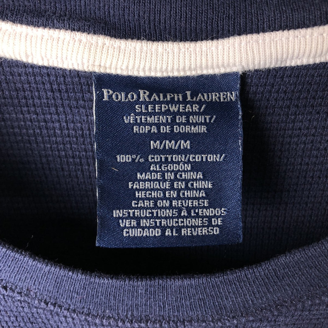 Ralph Lauren POLO RALPH LAUREN SLEEPWEAR Thermal Long T-shirt Waffle Men's M size cotton navy blue type Vintage Second Hand