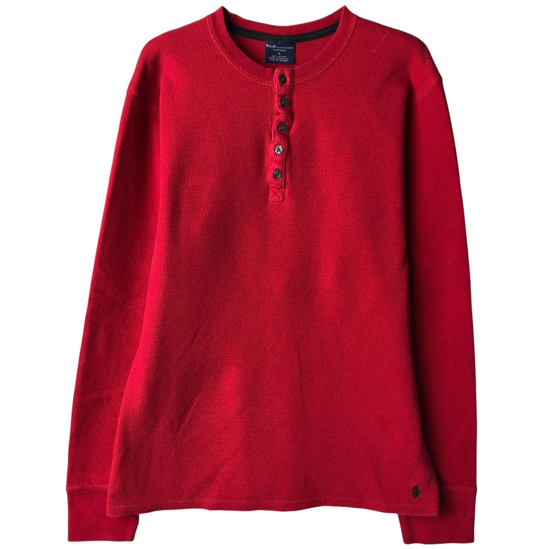 Ralph Lauren POLO RALPH LAUREN SLEEPWEAR Henley neck thermal long sleeve T-shirt waffle men's M equivalent cotton red type Vintage Second Hand