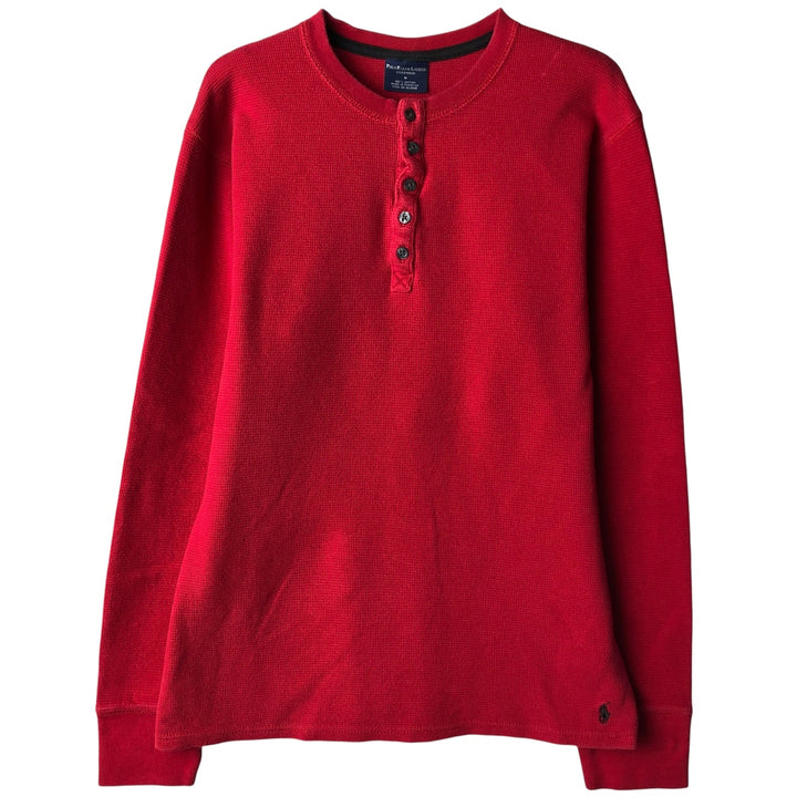 Ralph Lauren POLO RALPH LAUREN SLEEPWEAR Henley neck thermal long sleeve T-shirt waffle men's M equivalent cotton red type Vintage Second Hand