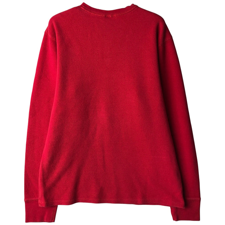 Ralph Lauren POLO RALPH LAUREN SLEEPWEAR Henley neck thermal long sleeve T-shirt waffle men's M equivalent cotton red type Vintage Second Hand