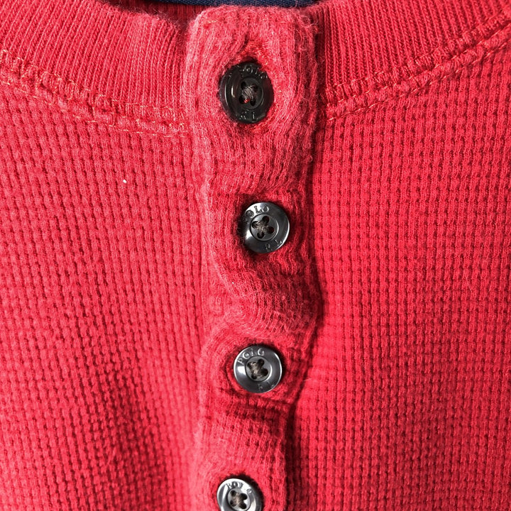 Ralph Lauren POLO RALPH LAUREN SLEEPWEAR Henley neck thermal long sleeve T-shirt waffle men's M equivalent cotton red type Vintage Second Hand