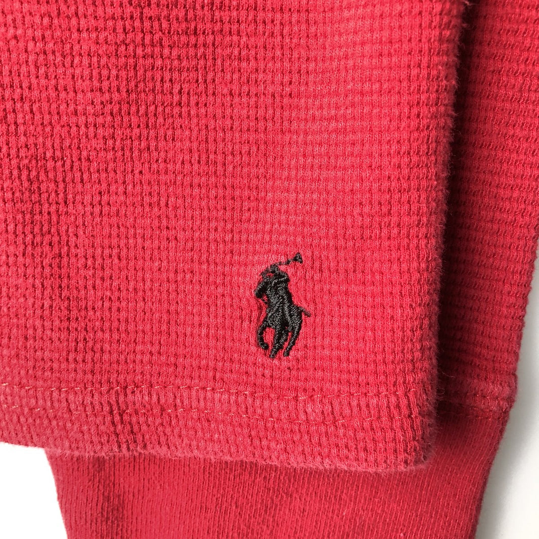 Ralph Lauren POLO RALPH LAUREN SLEEPWEAR Henley neck thermal long sleeve T-shirt waffle men's M equivalent cotton red type Vintage Second Hand