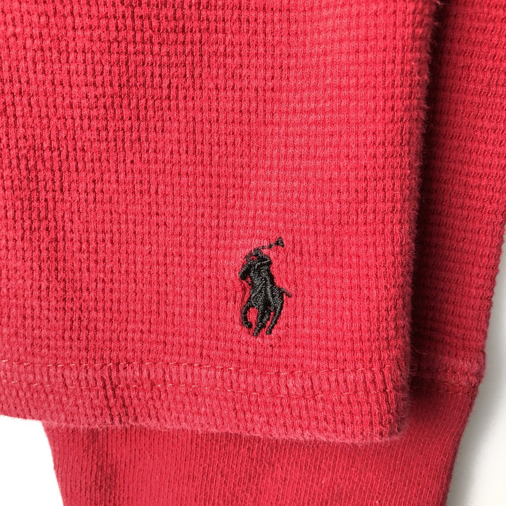 Ralph Lauren POLO RALPH LAUREN SLEEPWEAR Henley neck thermal long sleeve T-shirt waffle men's M equivalent cotton red type Vintage Second Hand