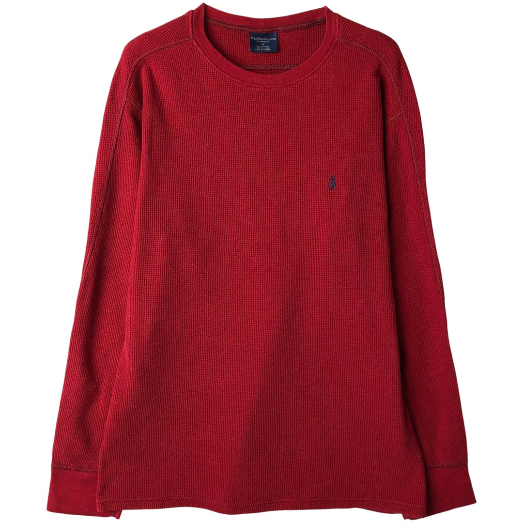 Ralph Lauren POLO RALPH LAUREN SLEEPWEAR Thermal Long T-shirt Waffle Men's XL cotton red type reddish brown Vintage Second Hand