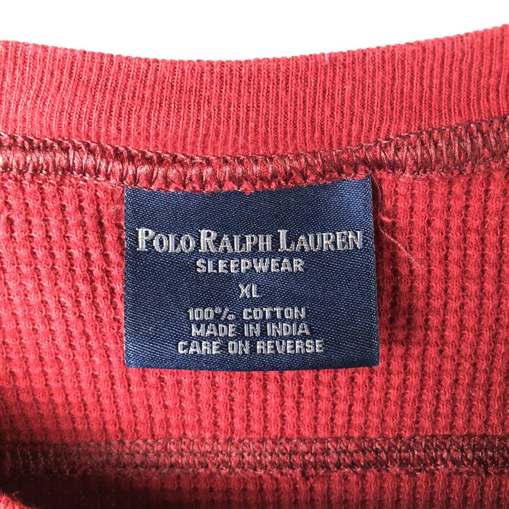 Ralph Lauren POLO RALPH LAUREN SLEEPWEAR Thermal Long T-shirt Waffle Men's XL cotton red type reddish brown Vintage Second Hand