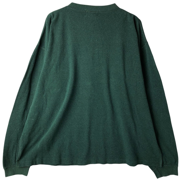 2000'S Eddie Bauer Henley-neck Thermal Long T-shirt, Made in USA, Men's XL cotton green type Vintage Second Hand