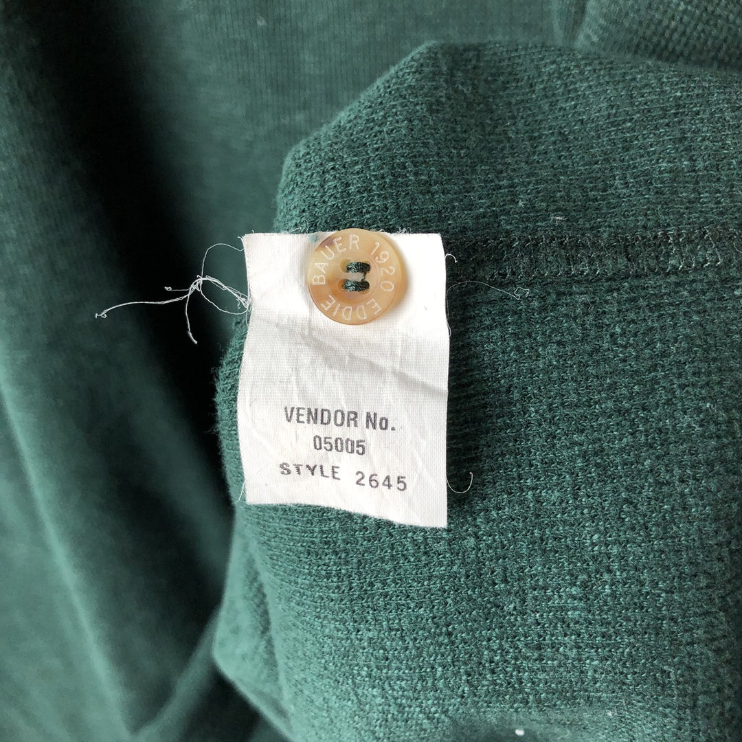 2000'S Eddie Bauer Henley-neck Thermal Long T-shirt, Made in USA, Men's XL cotton green type Vintage Second Hand