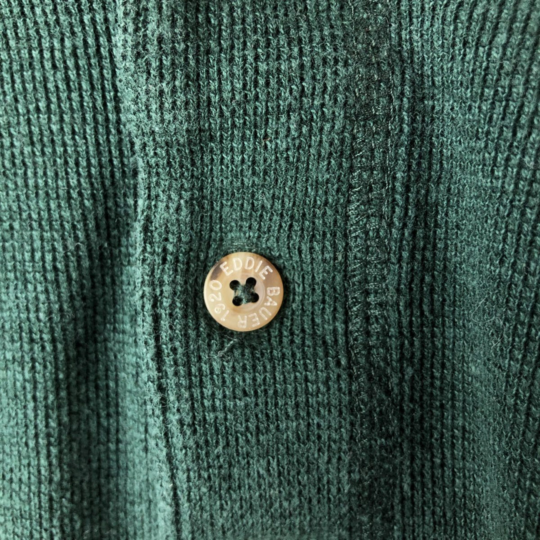 2000'S Eddie Bauer Henley-neck Thermal Long T-shirt, Made in USA, Men's XL cotton green type Vintage Second Hand