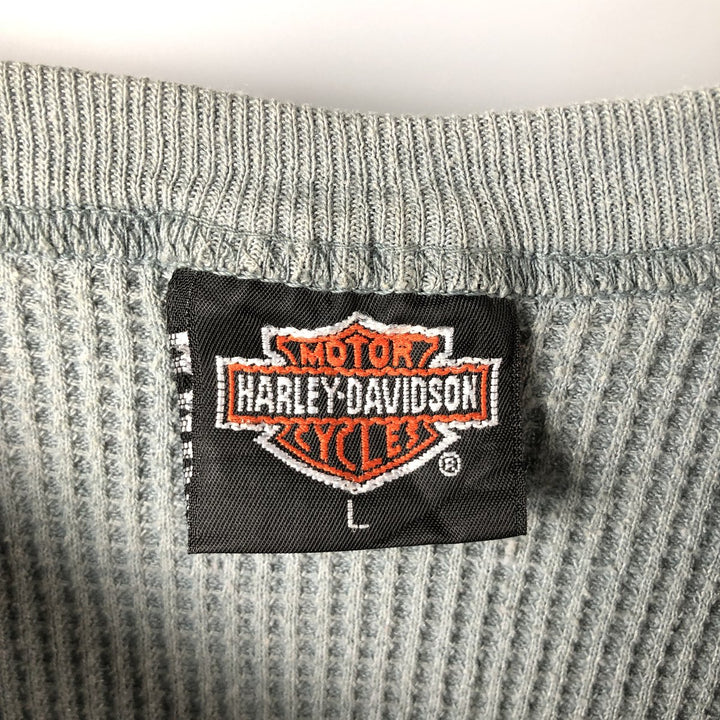 Harley-Davidson Thermal T-Shirt, Waffle, Men's Size L polyester gray type Vintage Second Hand