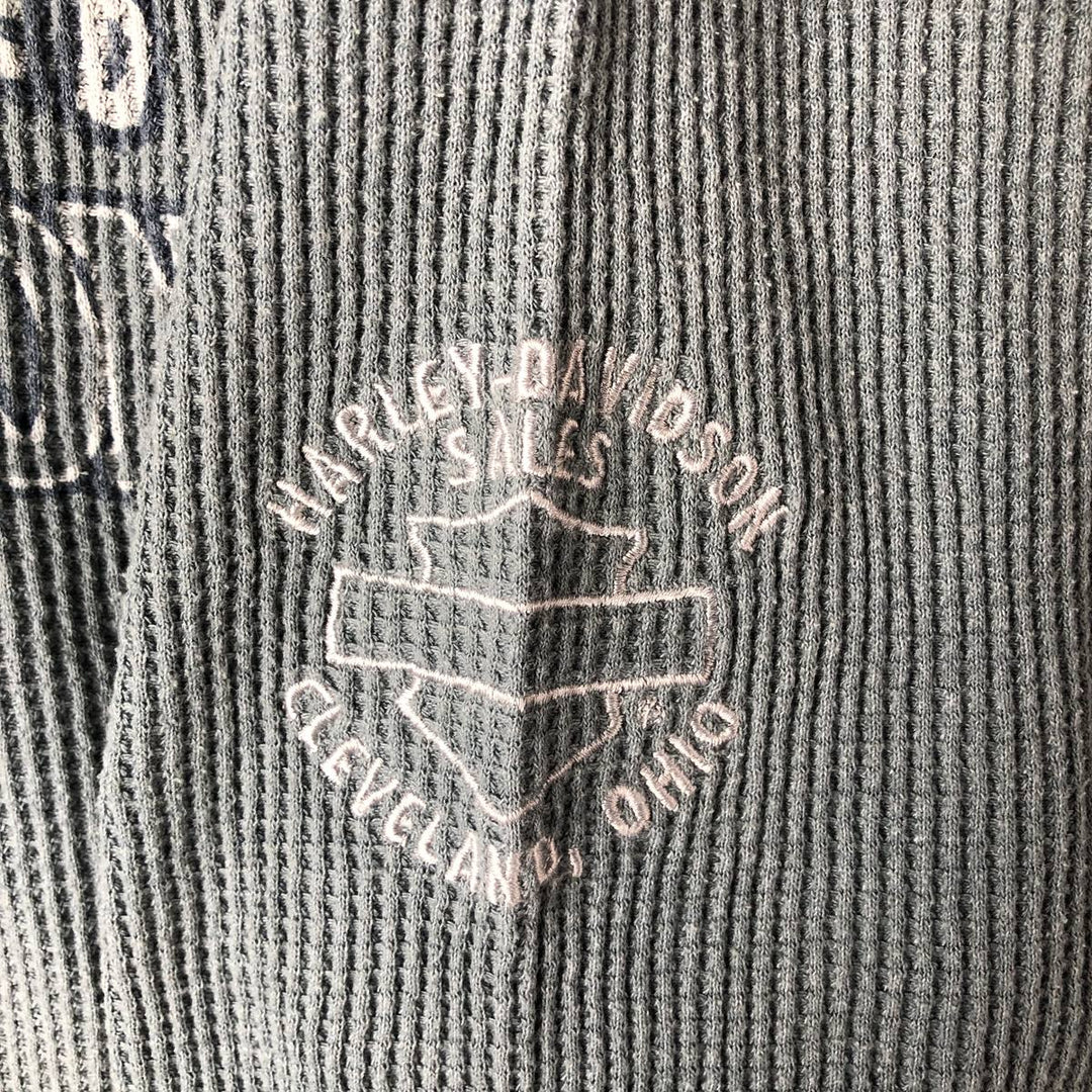 Harley-Davidson Thermal T-Shirt, Waffle, Men's Size L polyester gray type Vintage Second Hand