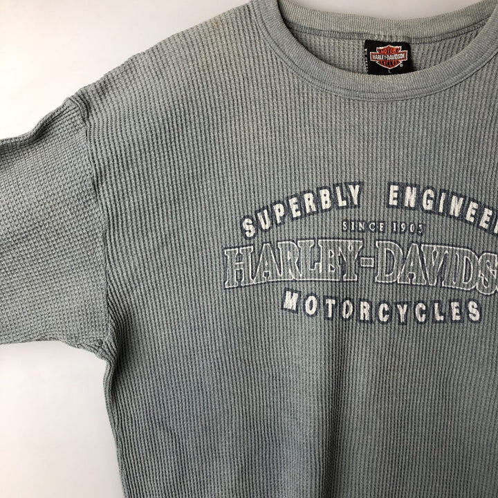 Harley-Davidson Thermal T-Shirt, Waffle, Men's Size L polyester gray type Vintage Second Hand