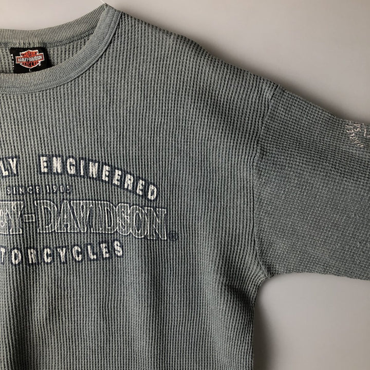 Harley-Davidson Thermal T-Shirt, Waffle, Men's Size L polyester gray type Vintage Second Hand
