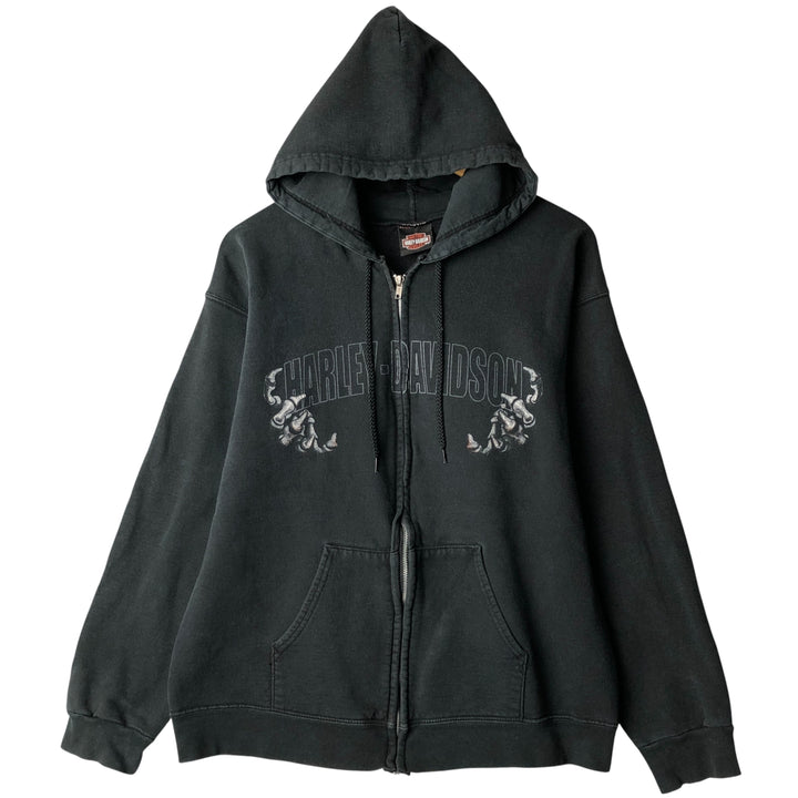 2000'S Harley-Davidson Eagle Pattern Full-Zip Hoodie, Men's Size L unclear Charcoal Vintage Second Hand