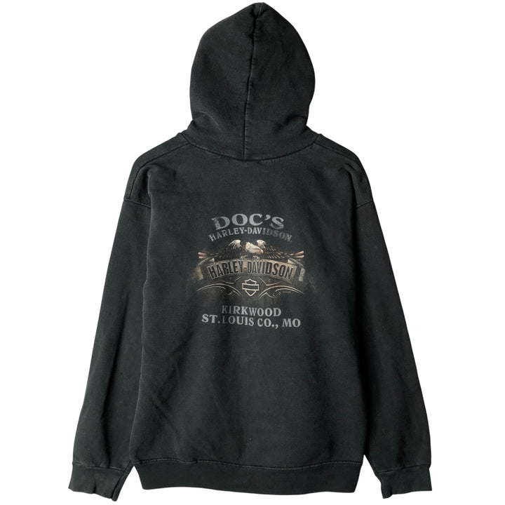 2000'S Harley-Davidson Eagle Pattern Full-Zip Hoodie, Men's Size L unclear Charcoal Vintage Second Hand