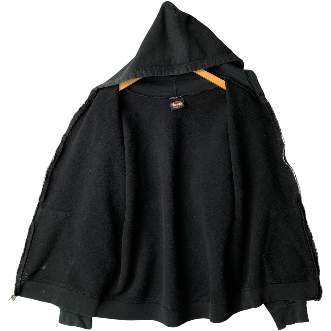 2000'S Harley-Davidson Eagle Pattern Full-Zip Hoodie, Men's Size L unclear Charcoal Vintage Second Hand