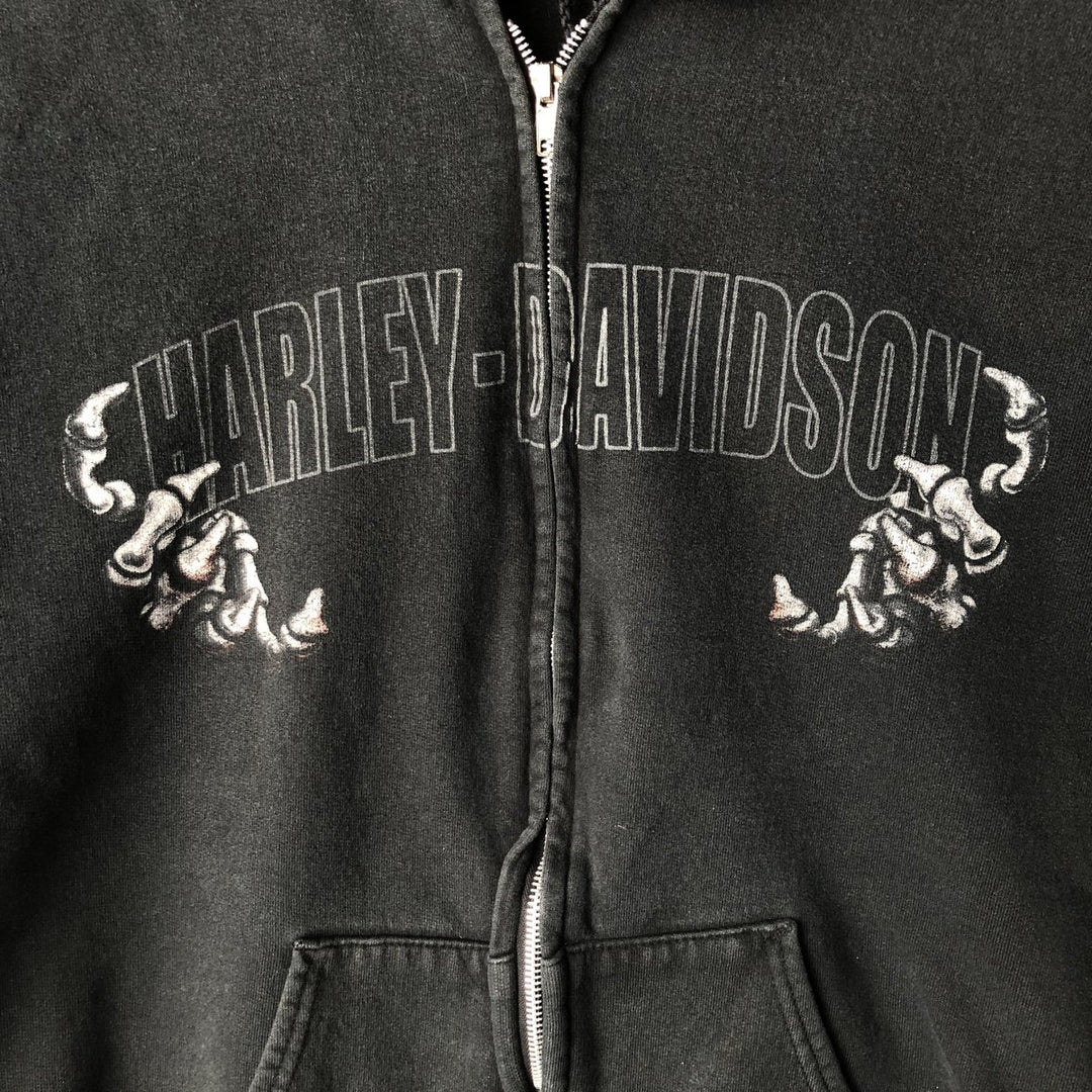 2000'S Harley-Davidson Eagle Pattern Full-Zip Hoodie, Men's Size L unclear Charcoal Vintage Second Hand