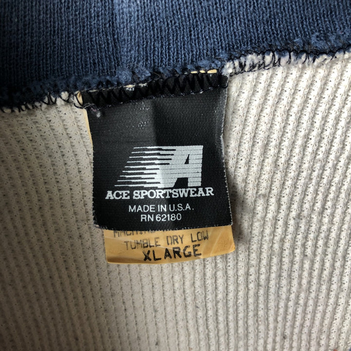 Vintage 90'S ACE SPORTSWEAR full-zip sweatshirt hoodie, made in the USA, men's size XL cotton Navy blue Vintage Second Hand