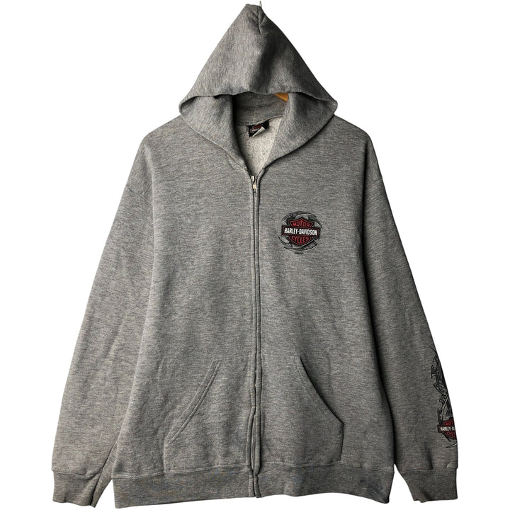 2000'S Harley-Davidson Eagle Pattern Tribal Full-Zip Hoodie, Men's Size L cotton gray type Vintage Second Hand