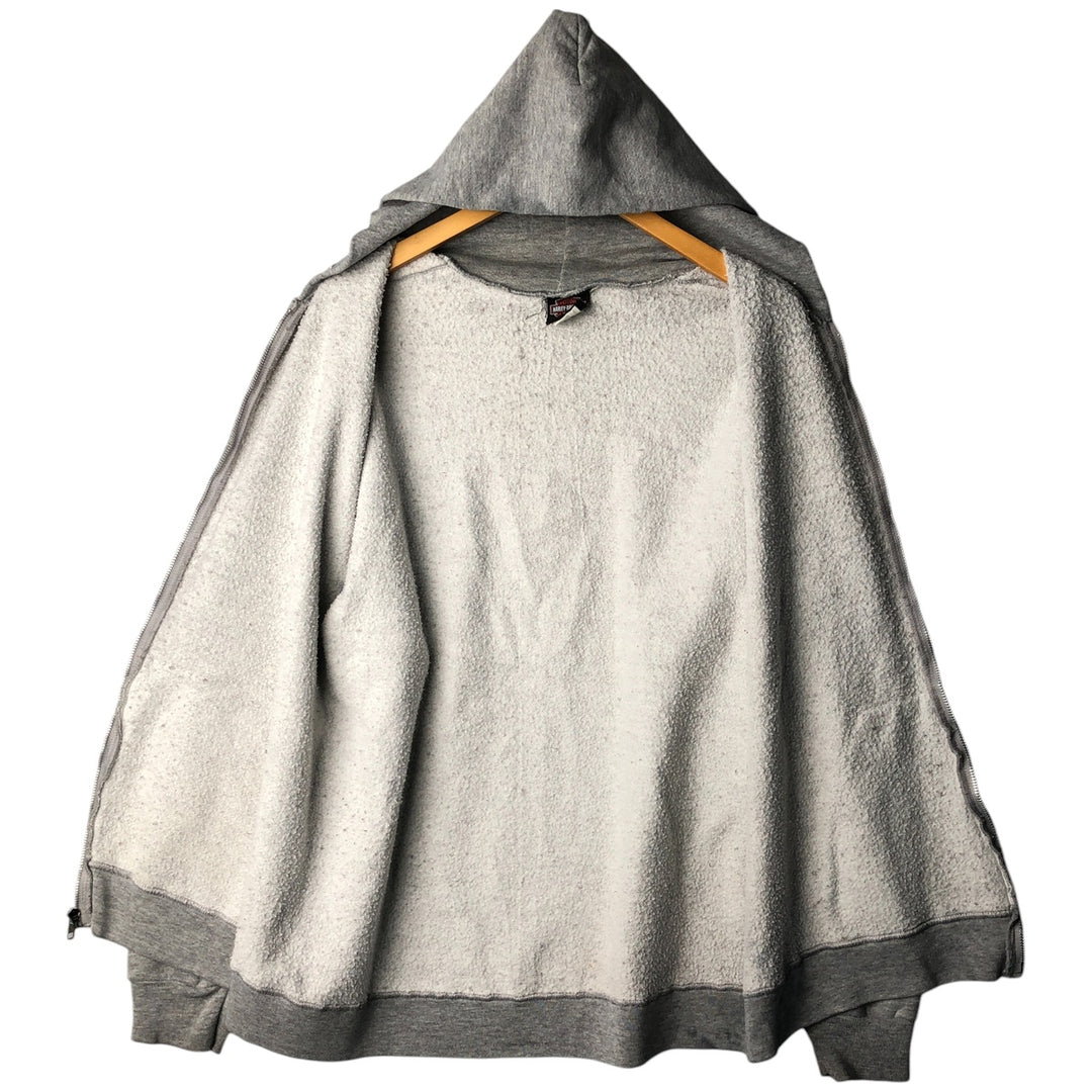2000'S Harley-Davidson Eagle Pattern Tribal Full-Zip Hoodie, Men's Size L cotton gray type Vintage Second Hand