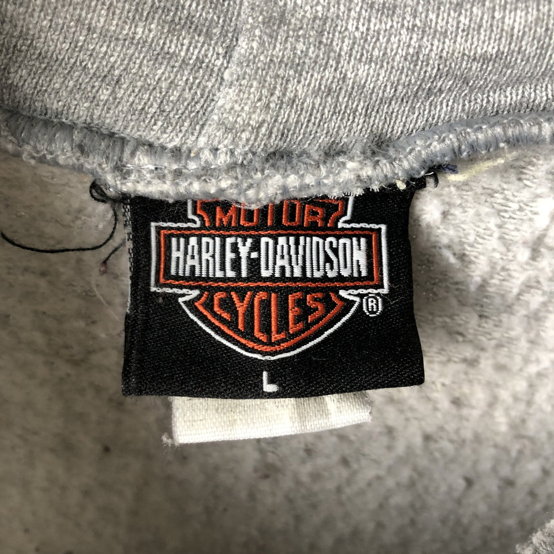 2000'S Harley-Davidson Eagle Pattern Tribal Full-Zip Hoodie, Men's Size L cotton gray type Vintage Second Hand