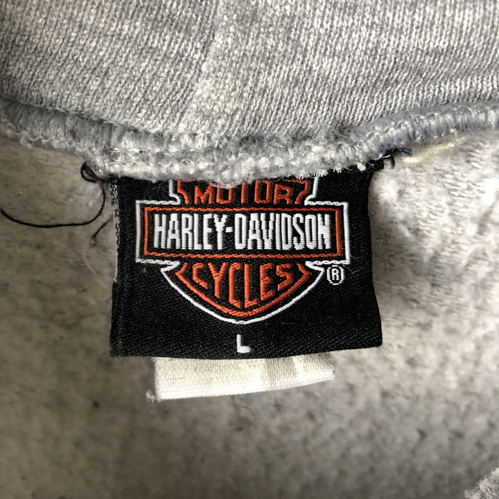 2000'S Harley-Davidson Eagle Pattern Tribal Full-Zip Hoodie, Men's Size L cotton gray type Vintage Second Hand
