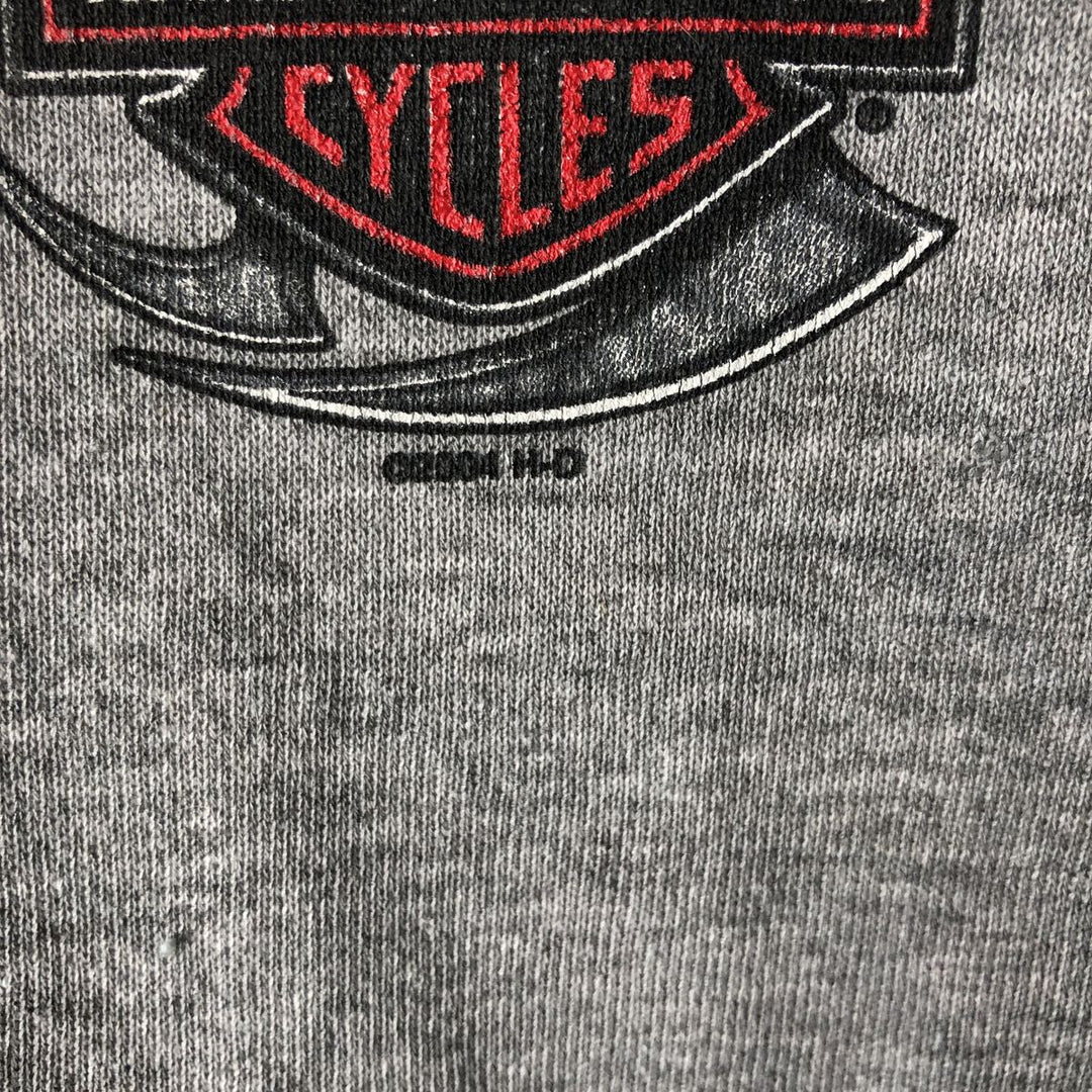 2000'S Harley-Davidson Eagle Pattern Tribal Full-Zip Hoodie, Men's Size L cotton gray type Vintage Second Hand