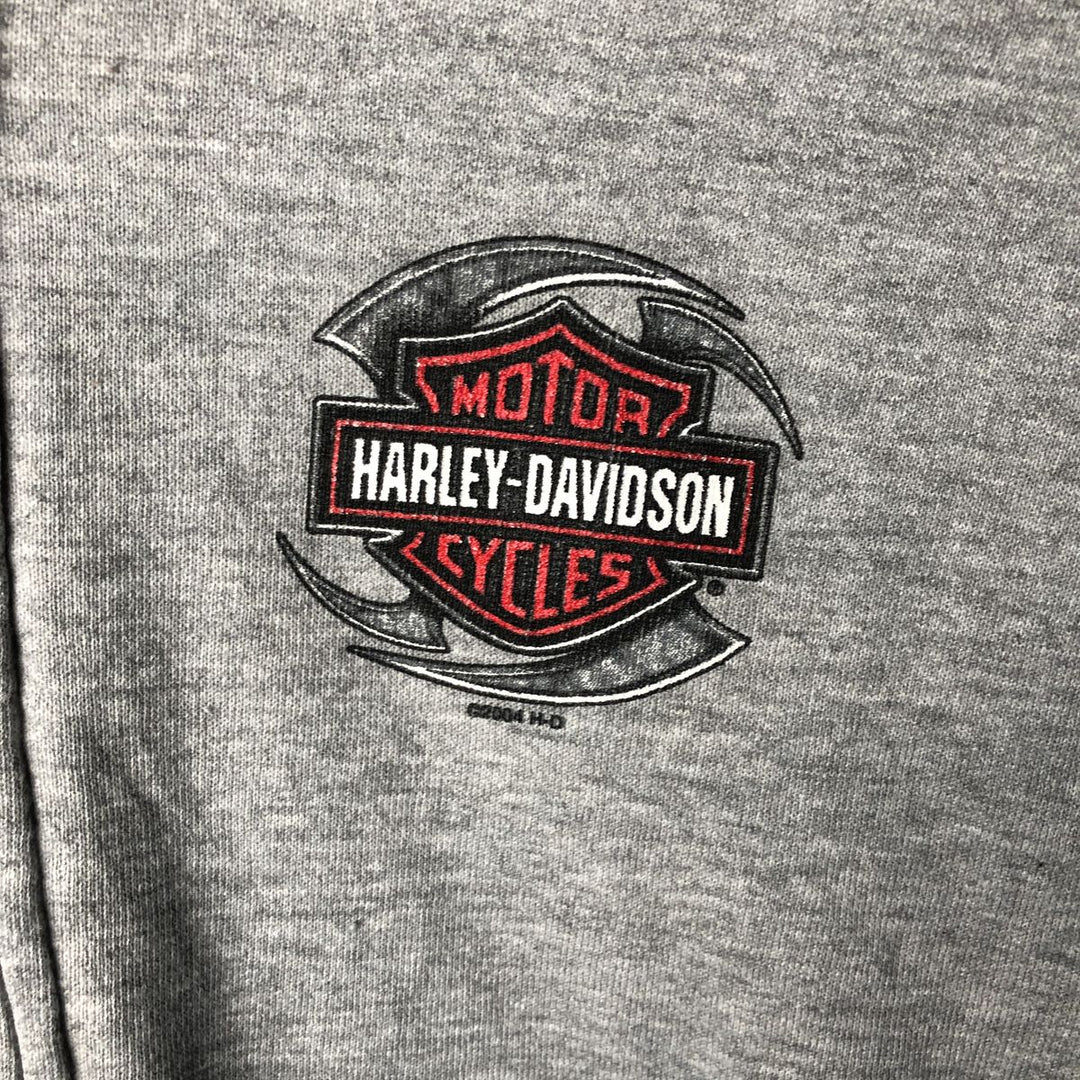 2000'S Harley-Davidson Eagle Pattern Tribal Full-Zip Hoodie, Men's Size L cotton gray type Vintage Second Hand