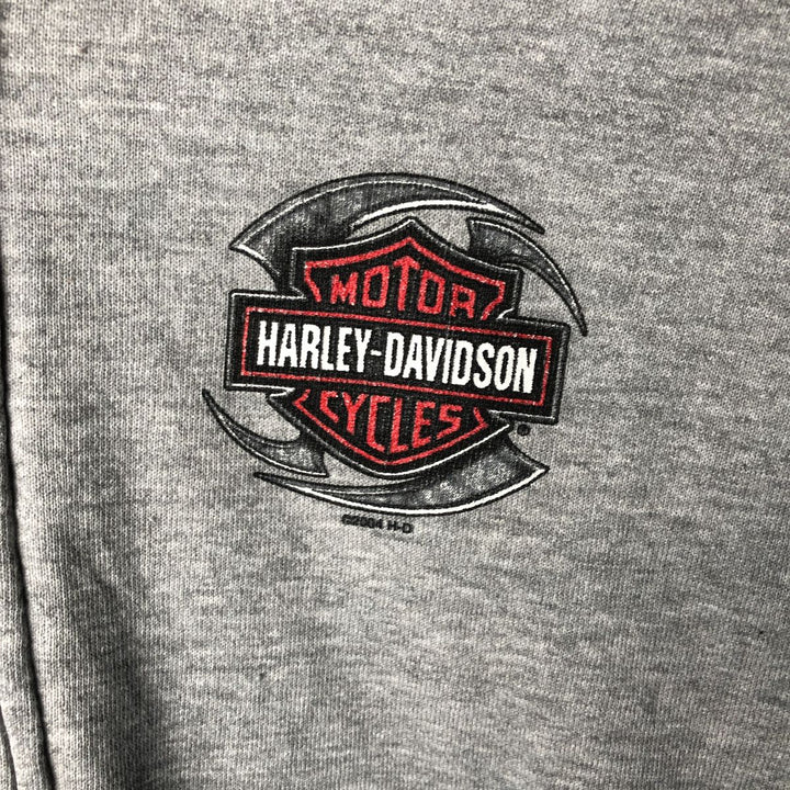 2000'S Harley-Davidson Eagle Pattern Tribal Full-Zip Hoodie, Men's Size L cotton gray type Vintage Second Hand