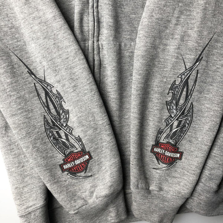 2000'S Harley-Davidson Eagle Pattern Tribal Full-Zip Hoodie, Men's Size L cotton gray type Vintage Second Hand