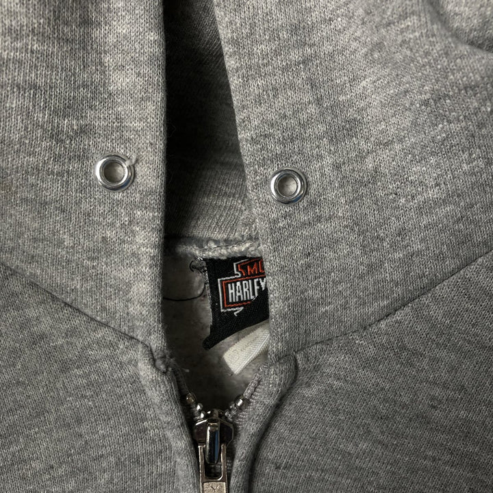 2000'S Harley-Davidson Eagle Pattern Tribal Full-Zip Hoodie, Men's Size L cotton gray type Vintage Second Hand