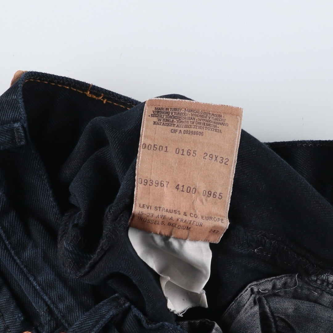 Levi's 501 Euro Model Black Denim Straight Denim Pants, Women's Size L (W29) cotton black type Vintage Second Hand