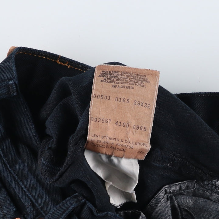 Levi's 501 Euro Model Black Denim Straight Denim Pants, Women's Size L (W29) cotton black type Vintage Second Hand