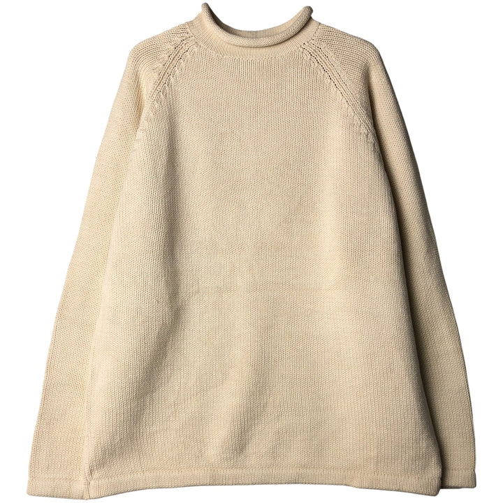 J.Crew Men's Roll Neck Cotton Knit Sweater, Size L cotton ivory Vintage Second Hand