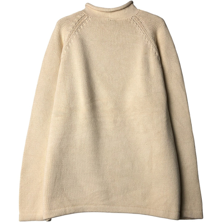 J.Crew Men's Roll Neck Cotton Knit Sweater, Size L cotton ivory Vintage Second Hand
