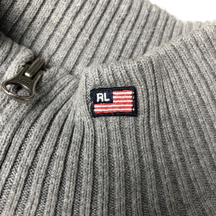 Ralph Lauren Polo Jeans Company Ribbed Driver's Knit Sweater, Men's Size XL cotton gray type Vintage Second Hand