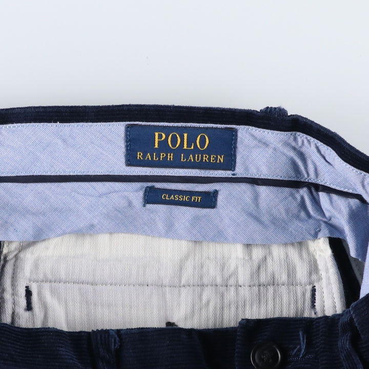 Ralph Lauren POLO RALPH LAUREN CLASSIC FIT corduroy pants, men's, size W30 cotton navy blue type Vintage Second Hand
