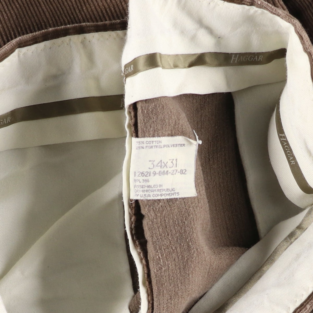 Haggar Corduroy Pants for Men, W33 cotton beige type brown Vintage Second Hand