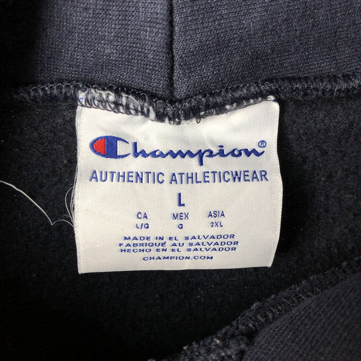 Champion Authentic Athletics Wear College Pullover Hoodie, Men's Size L cotton navy blue type Vintage Second Hand