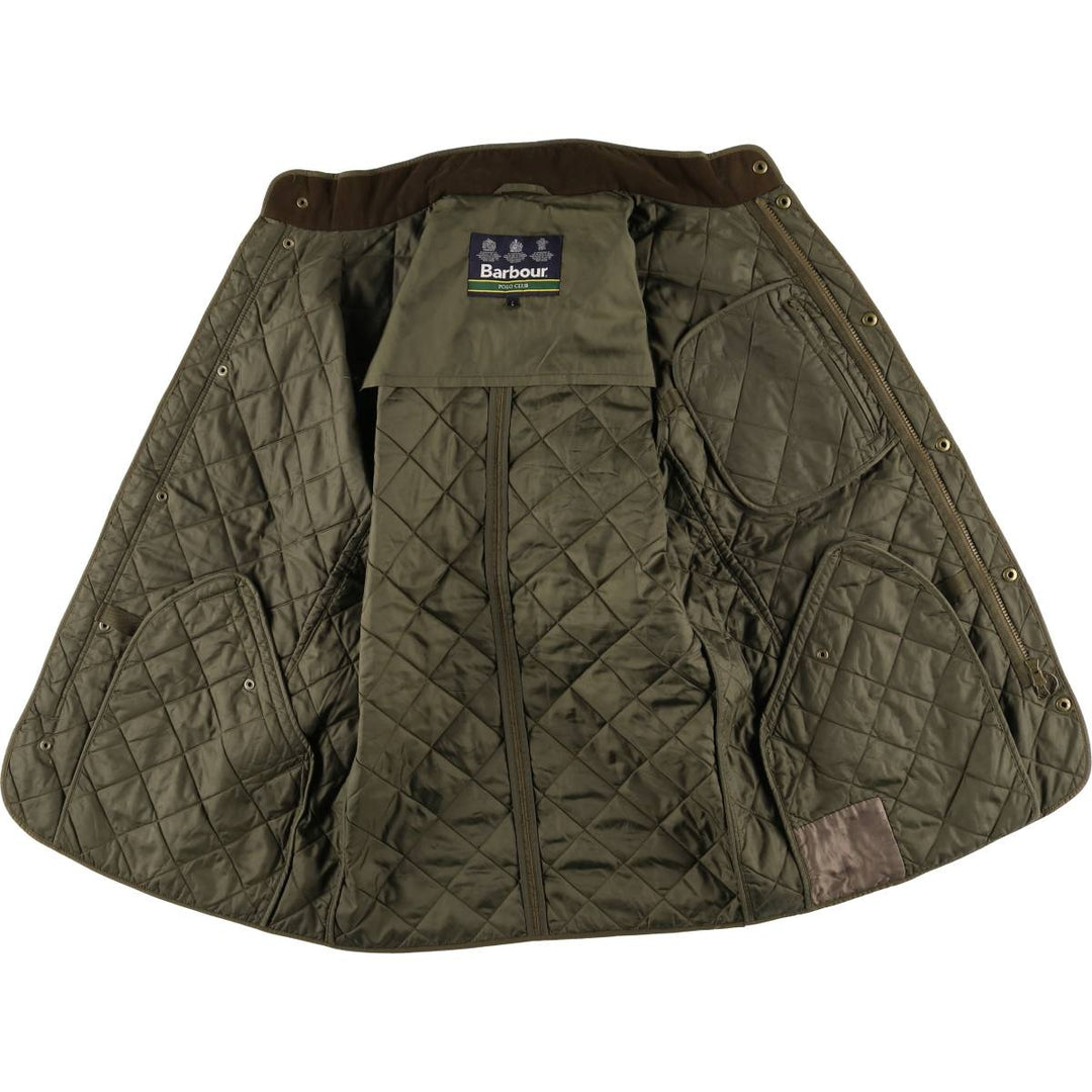 2000s~ Barbour Polo Club Saddlemoor 3-Warrant Quilted Puffer Jacket, Men's Size L polyamide Khaki type Vintage Second Hand