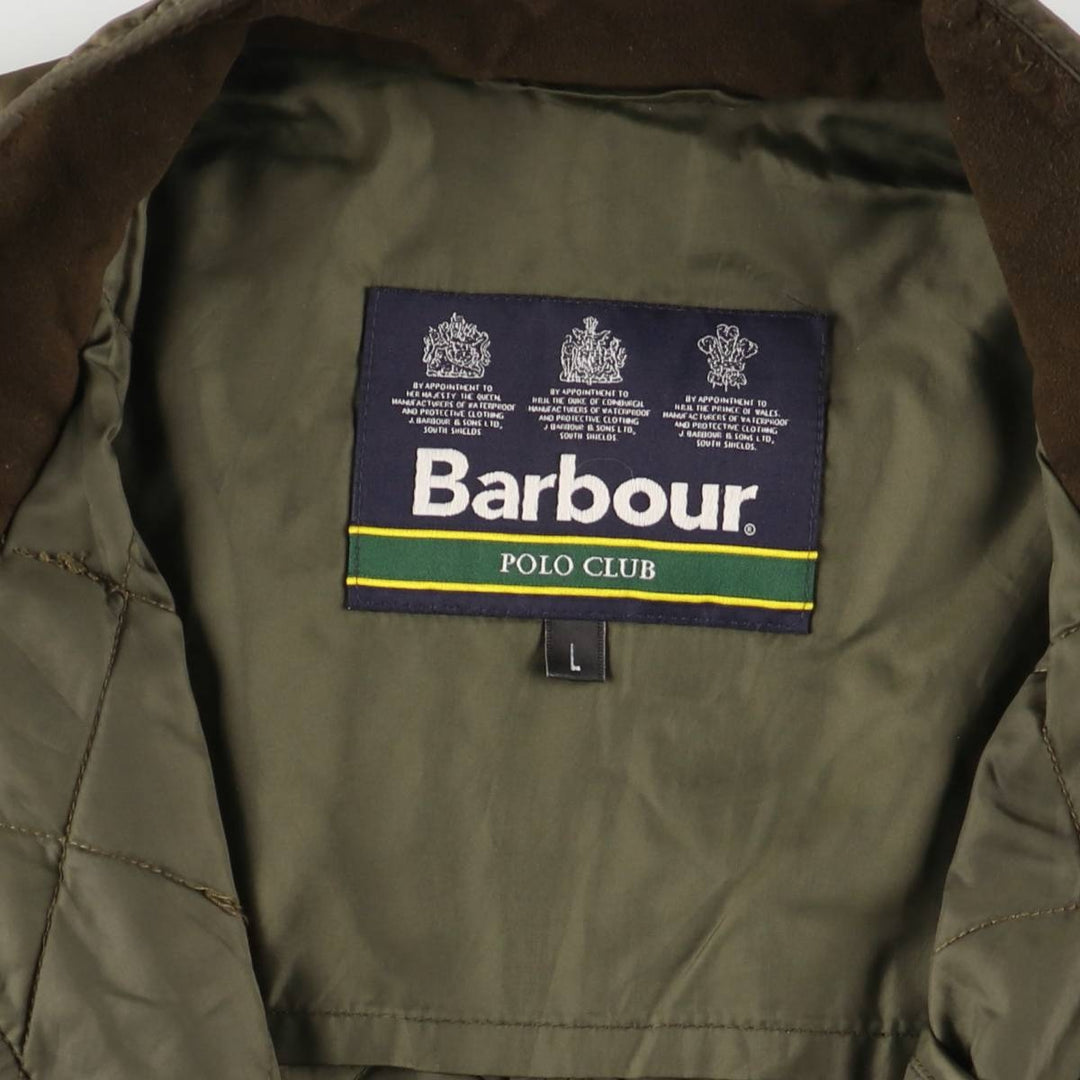 2000s~ Barbour Polo Club Saddlemoor 3-Warrant Quilted Puffer Jacket, Men's Size L polyamide Khaki type Vintage Second Hand
