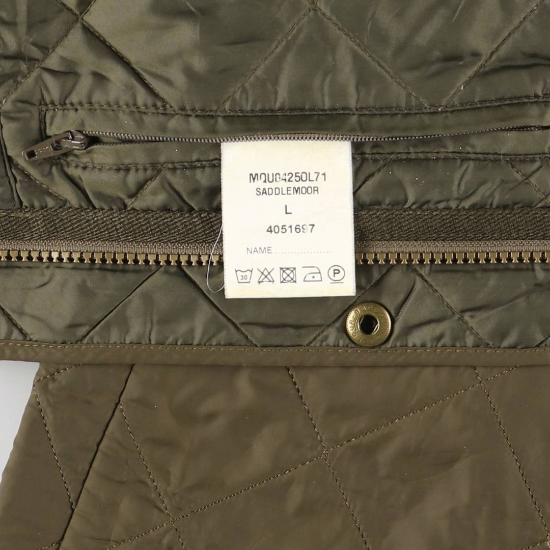 2000s~ Barbour Polo Club Saddlemoor 3-Warrant Quilted Puffer Jacket, Men's Size L polyamide Khaki type Vintage Second Hand