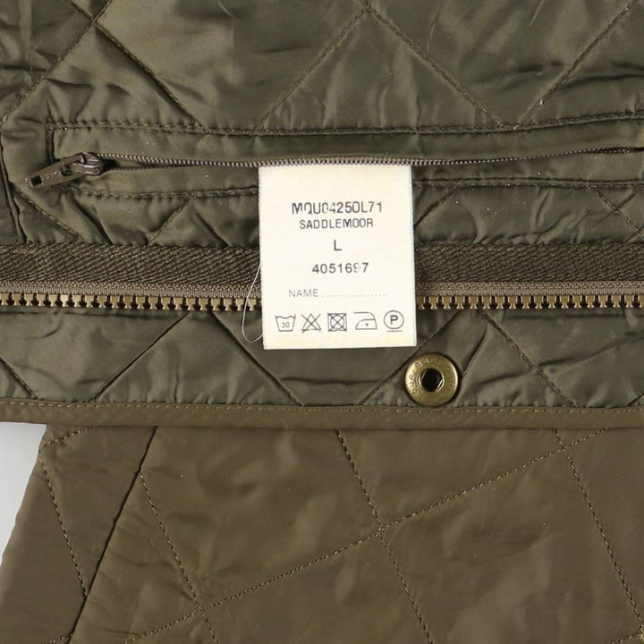 2000s~ Barbour Polo Club Saddlemoor 3-Warrant Quilted Puffer Jacket, Men's Size L polyamide Khaki type Vintage Second Hand
