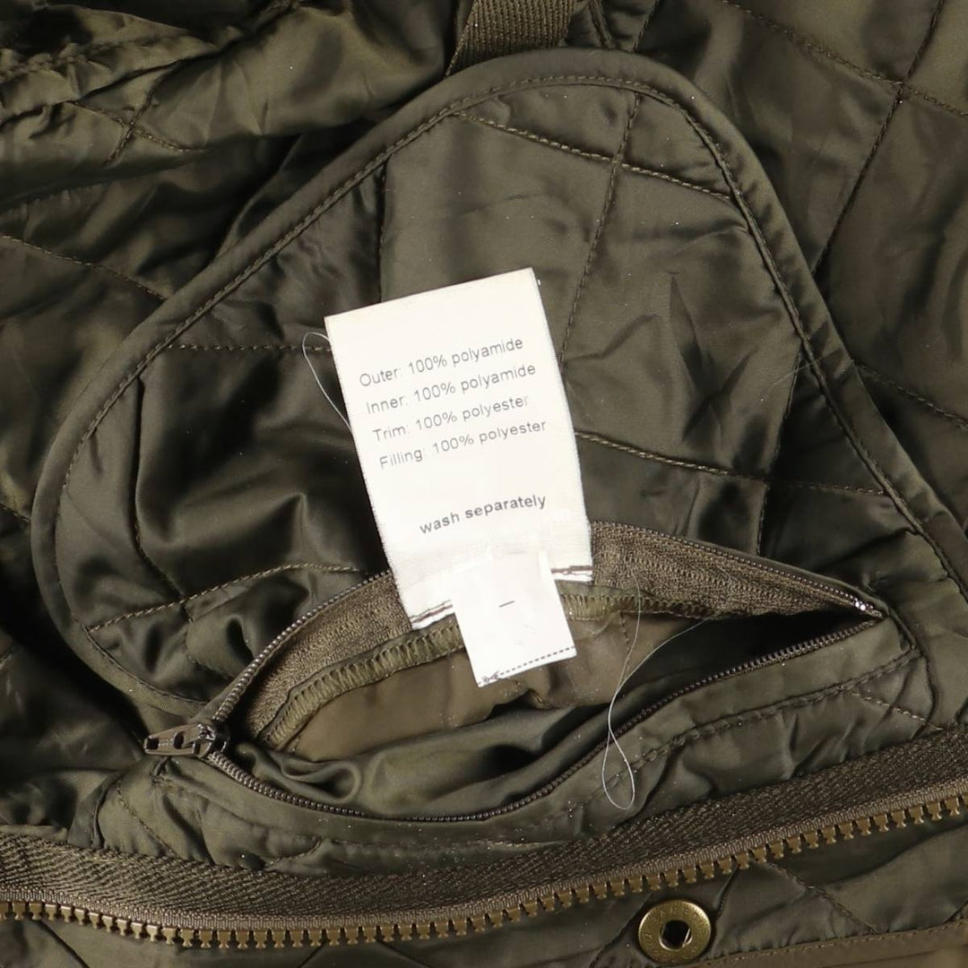 2000s~ Barbour Polo Club Saddlemoor 3-Warrant Quilted Puffer Jacket, Men's Size L polyamide Khaki type Vintage Second Hand