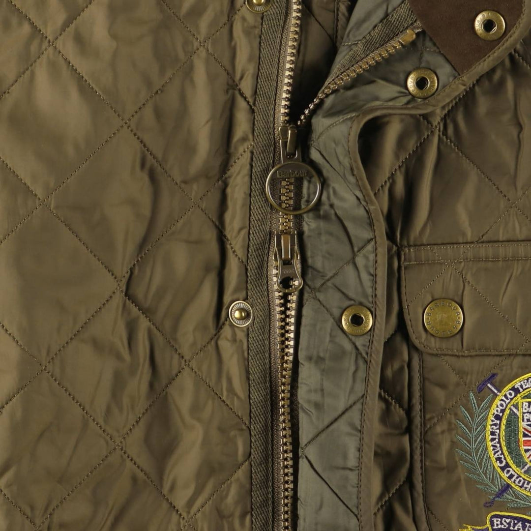 2000s~ Barbour Polo Club Saddlemoor 3-Warrant Quilted Puffer Jacket, Men's Size L polyamide Khaki type Vintage Second Hand