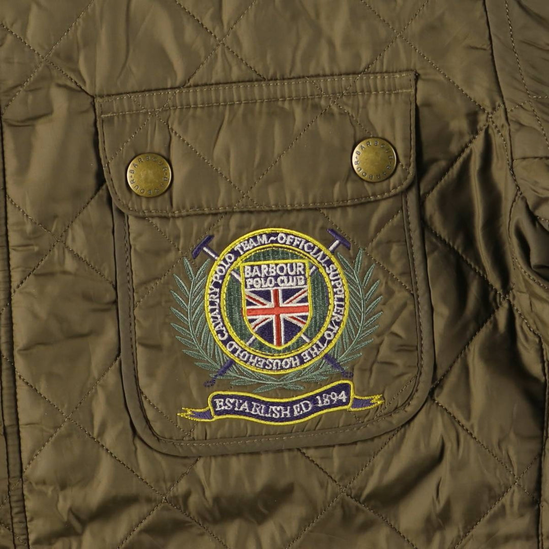 2000s~ Barbour Polo Club Saddlemoor 3-Warrant Quilted Puffer Jacket, Men's Size L polyamide Khaki type Vintage Second Hand