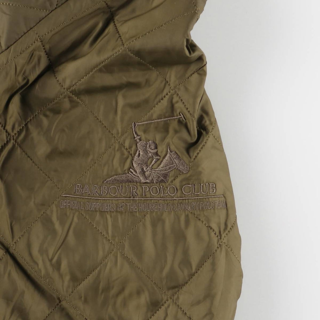 2000s~ Barbour Polo Club Saddlemoor 3-Warrant Quilted Puffer Jacket, Men's Size L polyamide Khaki type Vintage Second Hand