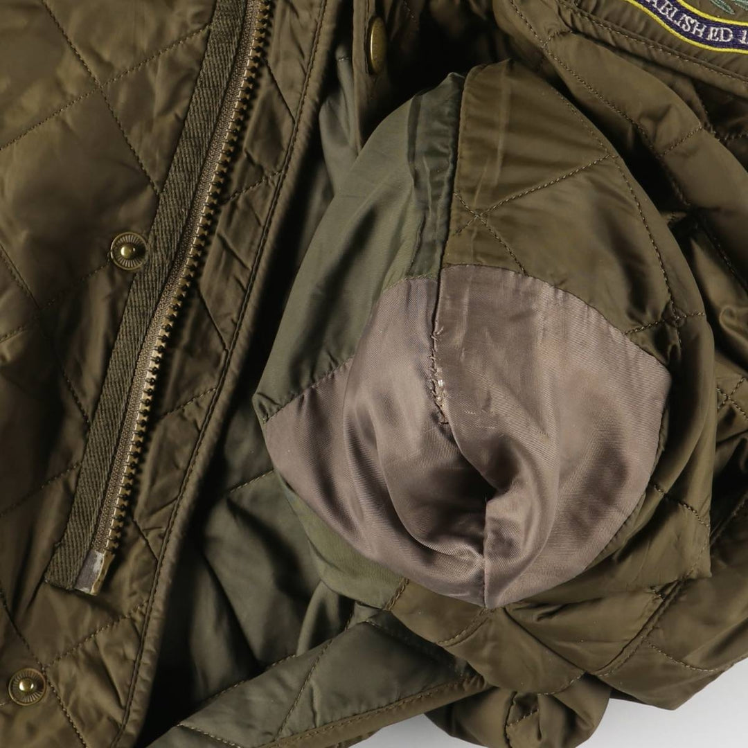 2000s~ Barbour Polo Club Saddlemoor 3-Warrant Quilted Puffer Jacket, Men's Size L polyamide Khaki type Vintage Second Hand