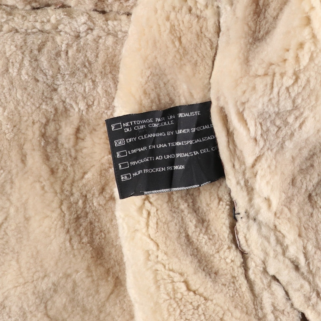 Vintage 1980'S KIABI WINCH B-3 Type Sheepskin Mouton Flight Jacket, Men's Size L genuine leather black type Vintage Second Hand