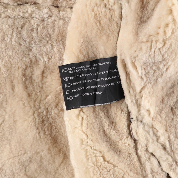 Vintage 1980'S KIABI WINCH B-3 Type Sheepskin Mouton Flight Jacket, Men's Size L genuine leather black type Vintage Second Hand